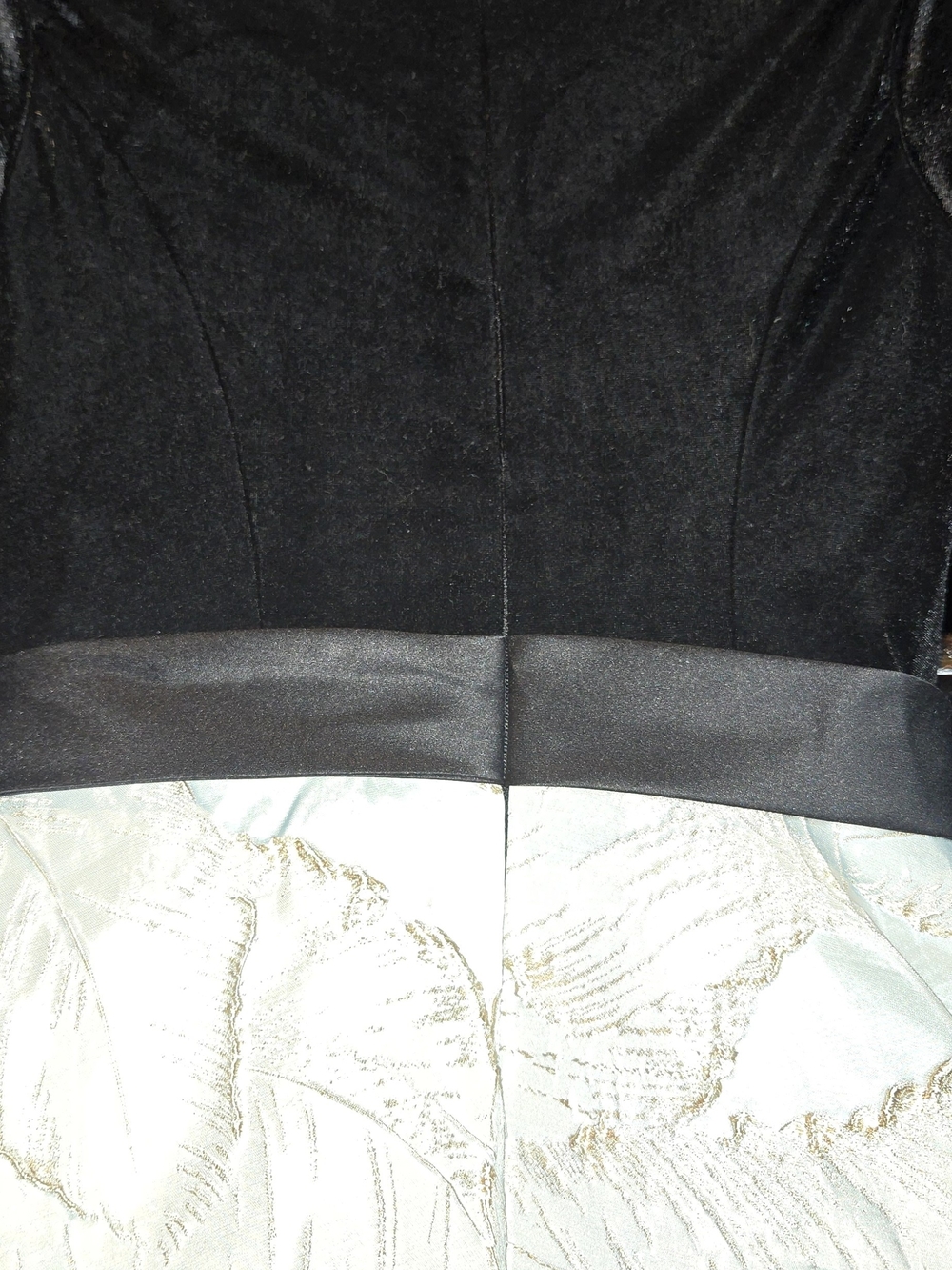NWT Black Velvet & Light Blue Jacquard Belted Dress - Picture 8 of 14